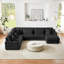 Canapé modulaire surdimensionné de 129 po en forme de U Canapé-lit moderne recouvert de velours côtelé doux avec une chaise longue pour le salon, noir-1795124048