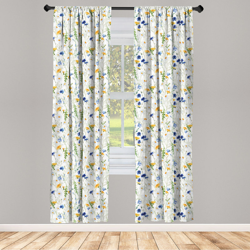 Flower Semi-Sheer Rod Pocket Curtain Panels, 28" x 63"