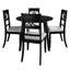 Ensemble de salle à manger 5 pièces avec table ronde noire et chaises à dossier noir rembourrées-2053770832