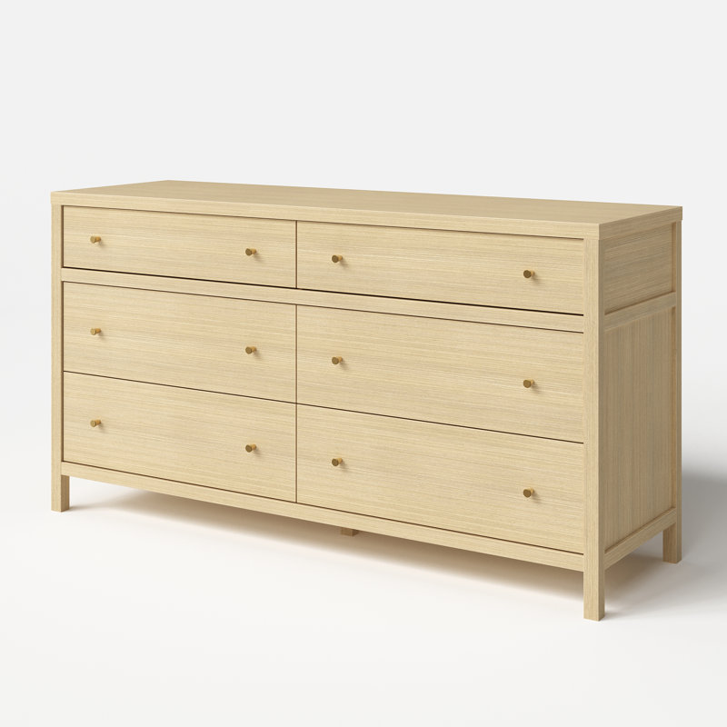 Commode à 4 tiroirs en bois d'hévéa massif 63 po - Compartiments rabattables, glissières à fermeture en douceur
