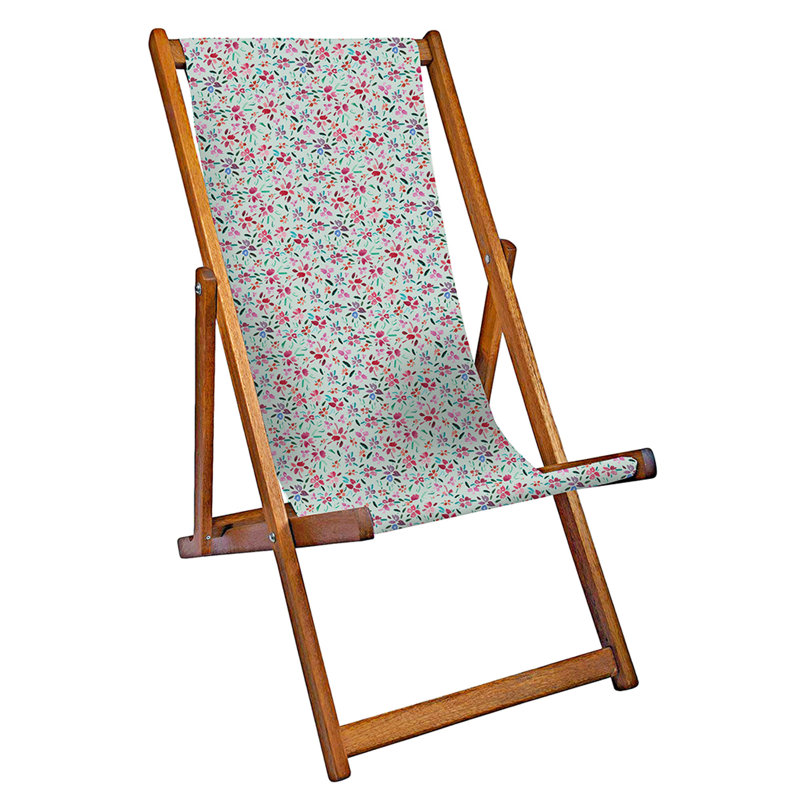 Carnelia Folding Deck Chair, Aqua/Pink