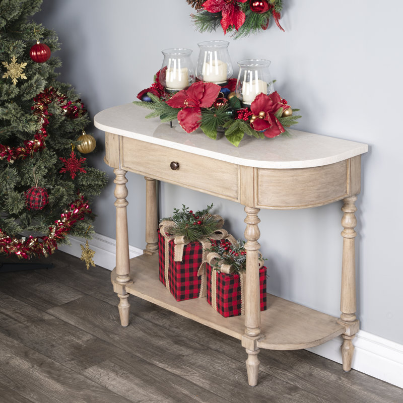 Danielle Marble 40" one- drawer Console Table, Sandalwood Beige
