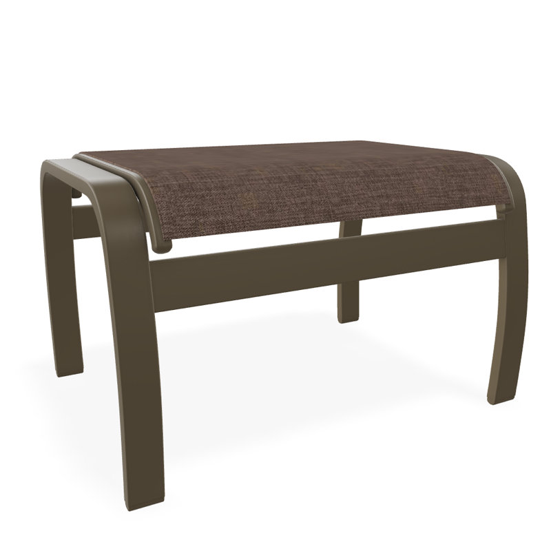 Repose-pieds d'extérieur avec coussin Askar, Moka Sunbrella®, Bois de plage texturé