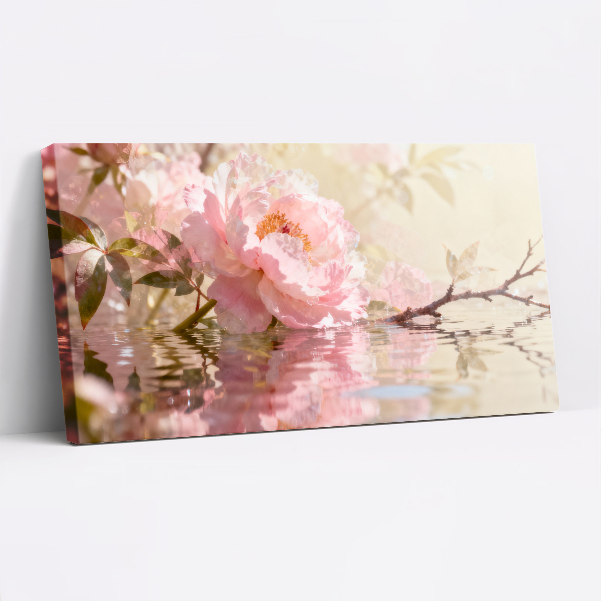 Red Barrel Studio® Peony Floral Reflection Canvas Wrapped Wall Art Oil ...