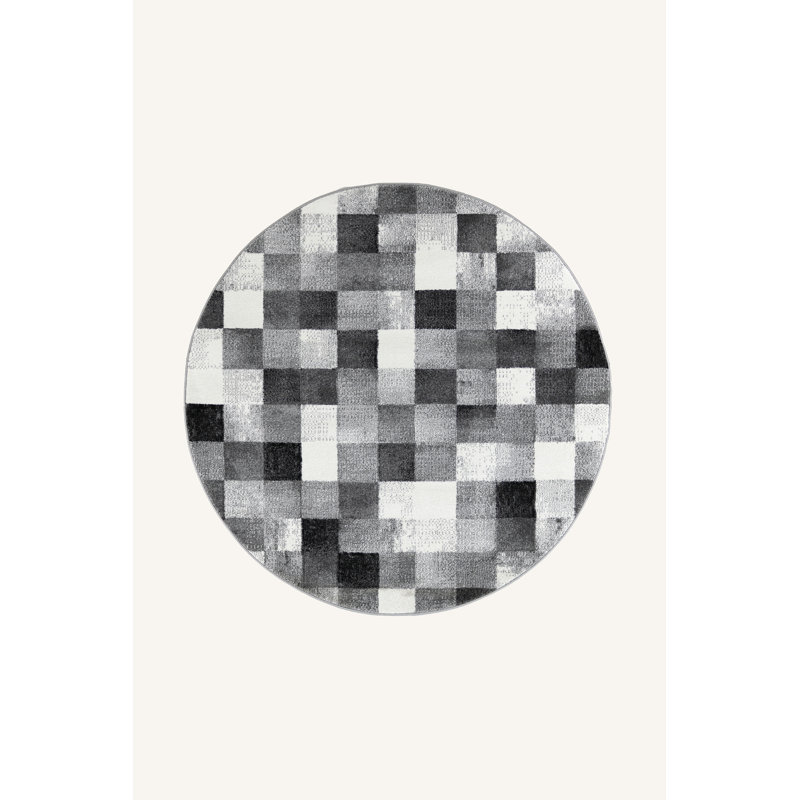 Kyleanthony Chequered Area Rug, Round 160cm