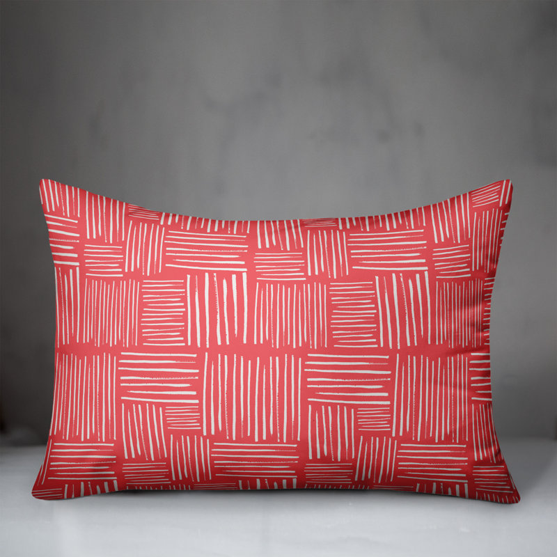  Coussin lombaire intérieur / extérieur Crosshatch, Polyester / Bourre en polyester, Rouge / Blanc
