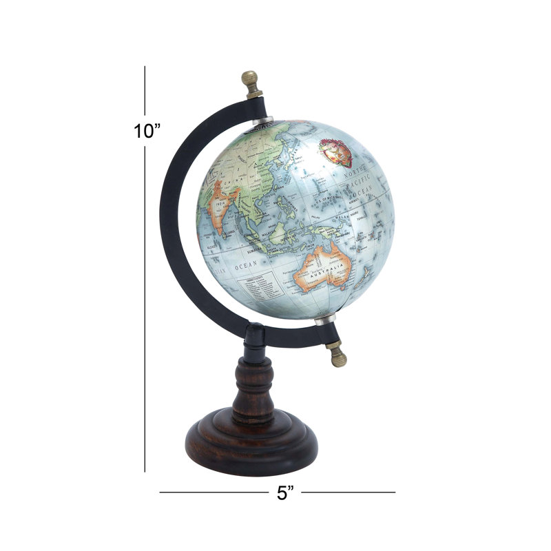 Globe terrestre brun en bois de manguier