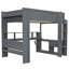 Lit mezzanine double en bois avec bureau et station de charge-441284765
