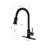 Pull Down Touch Kitchen Faucet, 360 - Degree Spray Movement, Matte Black Stainless Steel, Single Handle Temperature And Flow Regulation, Corrosion Finish, 16.36 In Depth, 10.21 Width, 2.5 Height,