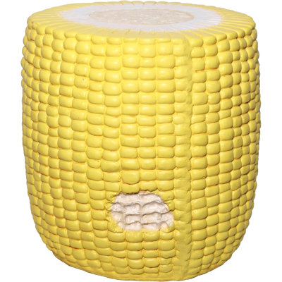 Corn Kernel Garden Stool - 14" Indoor and Outdoor Decorative Accent Seat or Side Table for Patio, Porch, Yard, and Playful Garden Furniture Styling