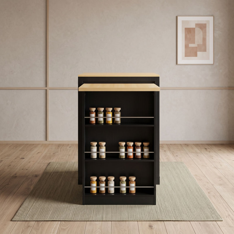 Table de comptoir extensible avec prise électrique, rangement pour bouteilles de vin et tiroirs, Noir naturel