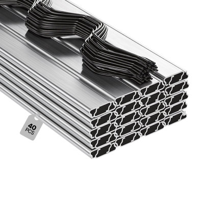 Serre à ressorts et canal de serrure, 6,56 pi de fil ondulé recouvert de PVC et ensemble de canaux en alliage d'aluminium avec vis incluses, 0,05 po d'épaisseur, film poly et accessoires de toile d'ombrage