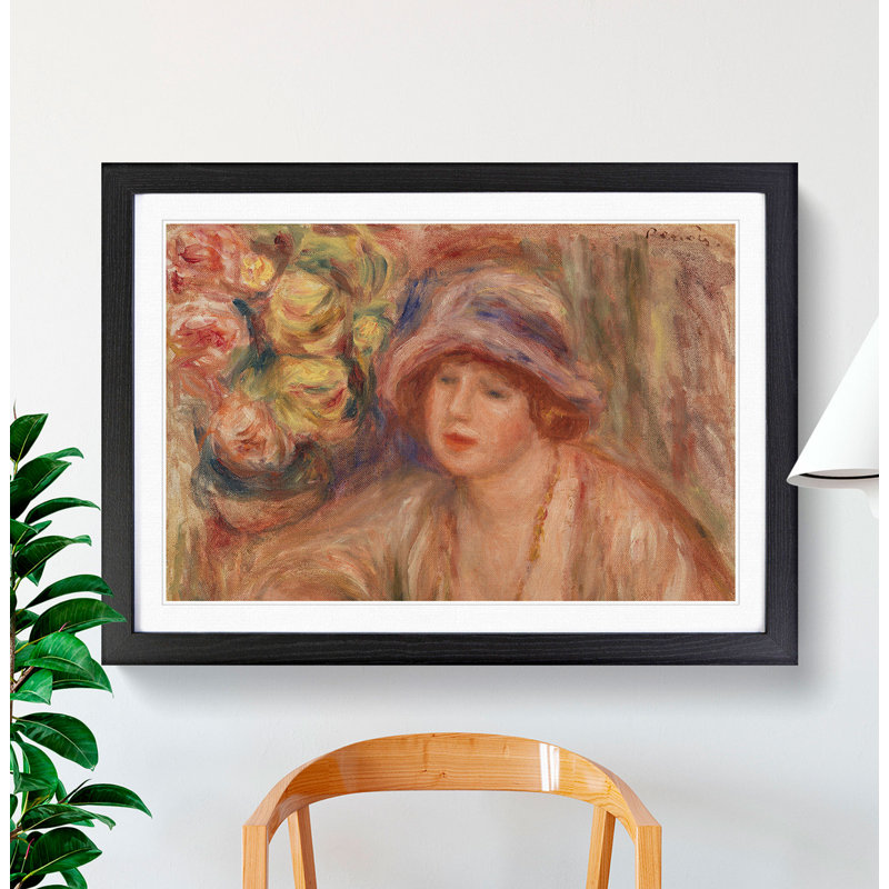 Woman Leaning by Pierre-Auguste Renoir - Picture Frame Painting, Black, 48cm H x 65cm W x 2cm D