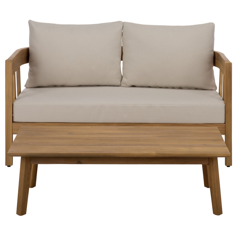 Banc de patio + table Dasmon, Oak/Ivory
