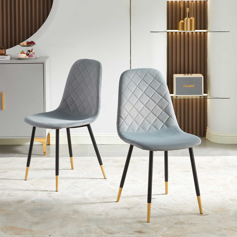 Rosa Velvet Upholstered Side Chair, Gray
