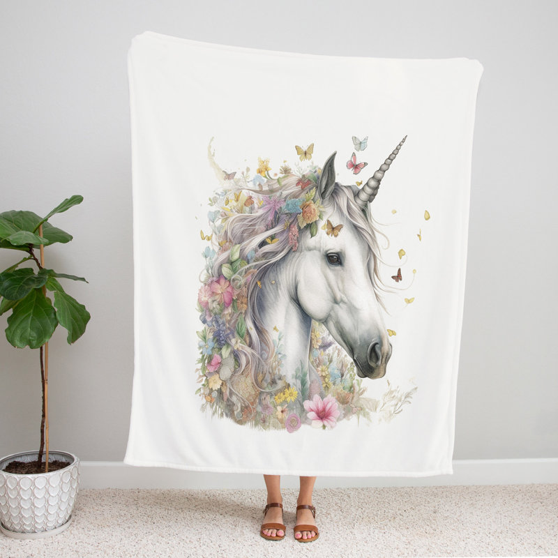 Throw Blanket, 68" W x 80" L, Animal Print/Abstract, White/Pink/Purple