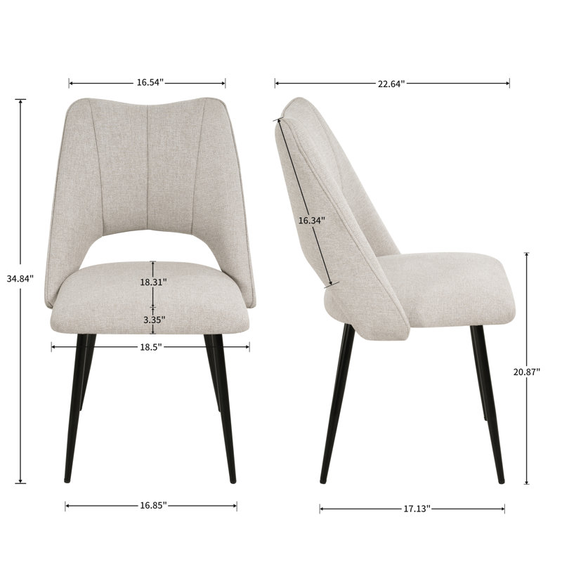 Chaises en métal à haute résilience en mousse de style moderne et minimaliste idéales pour la cuisine et la salle à manger beige