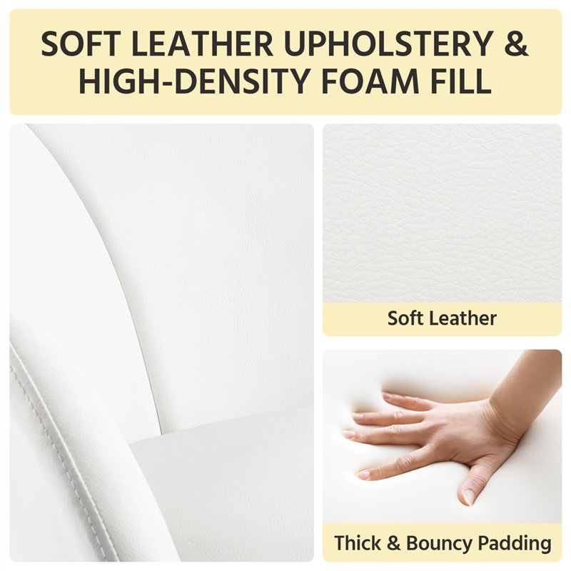 Flower Shape Tub Chair with Golden Metal Legs , PU leather/White