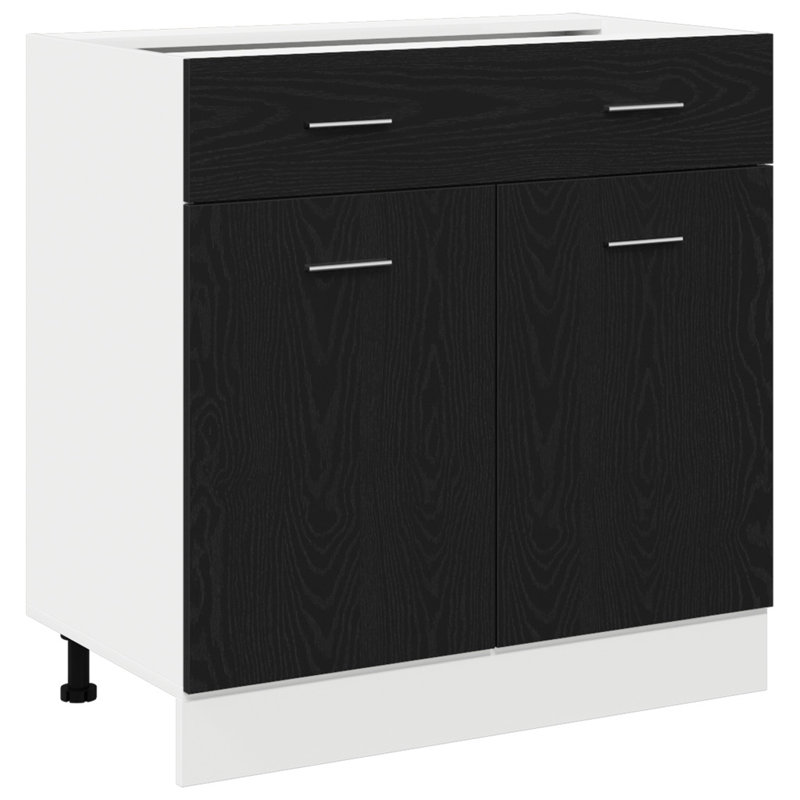Kitchen Cabinet Black Oak Engineered Wood 46 X 81.5 Cm, 81.5cm H x 80cm W x 46cm D