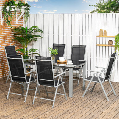 Western Rectangular 7 - Piece 6 Person 90Cm L Outdoor Table Set