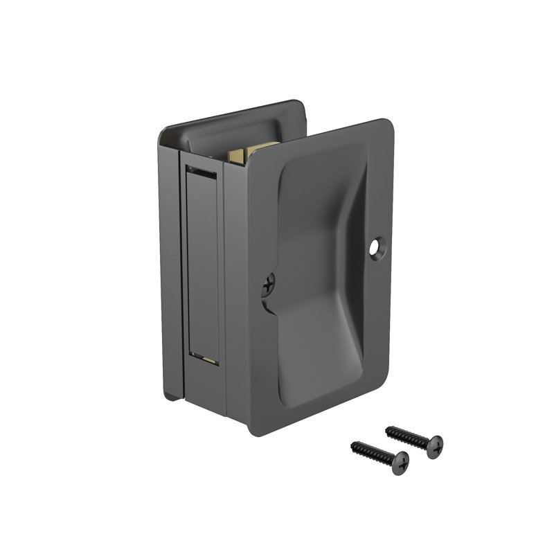 Quincaillerie de porte coulissante escamotable rectangulaire, Noir