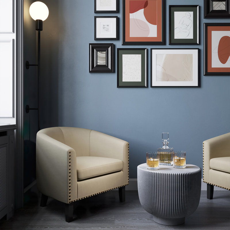 Fauteuil demi-tonneau de 28,74 po Cohmer, Lin beige