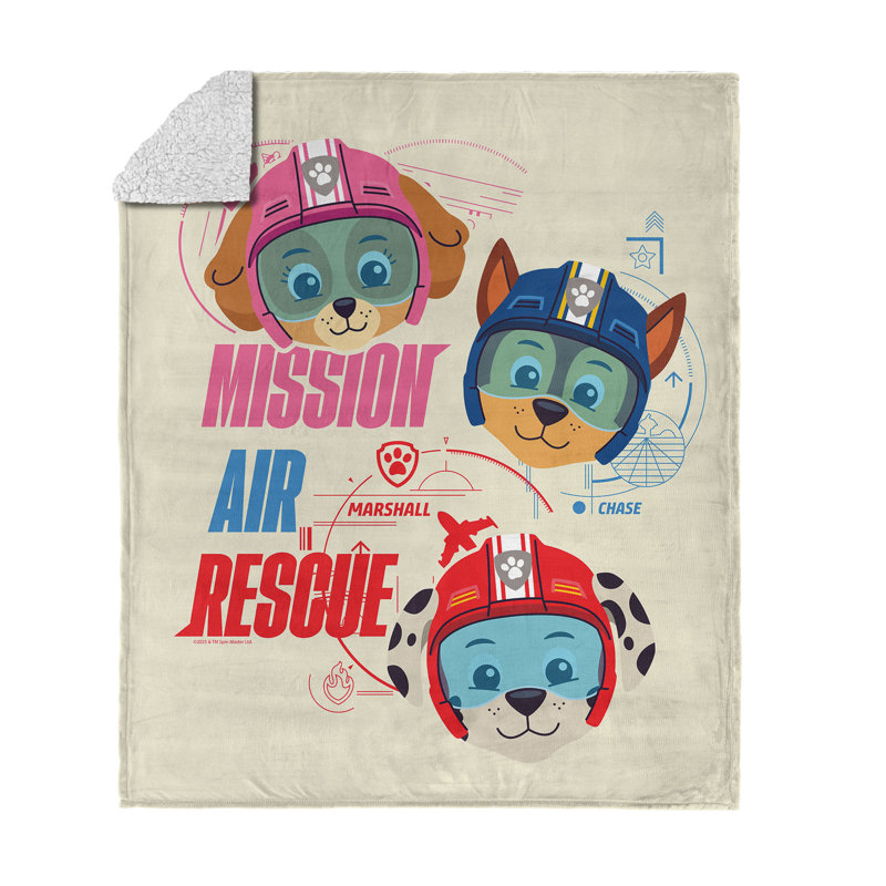 Paw Patrol High to the Silk Touch Throw Blanket Sky-High Adventure Graphic for Paw Patrol Fans, Air Rescue, Beige