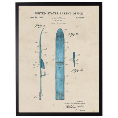 Water Ski Patent in Black Frame