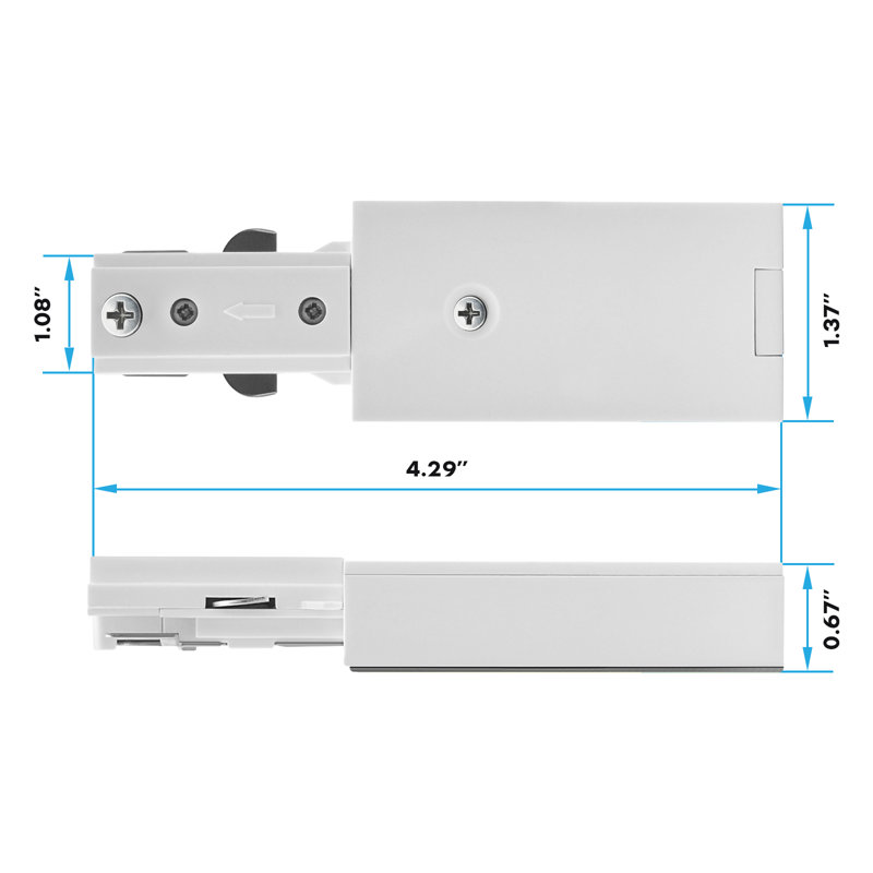Connecteur d'extrémité de puissance à rail H Luxrite, accessoire d'éclairage à 3 fils H-Track à circuit unique, alimentation électrique en direct 120 V pour système de rail de type H, paquet de 24 blanc