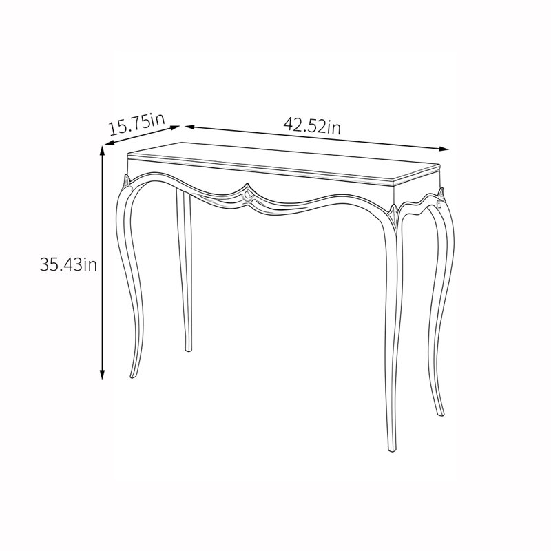 Console élégante en bois de style français, H 35,43 po x l 42,52 po x P 15,75 po