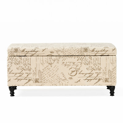 Banc en lin beige, structure en bois, finition soignée, solution de rangement multifonctionnelle pour le linge de maison - Décoration de style français, assise contemporaine et pratique