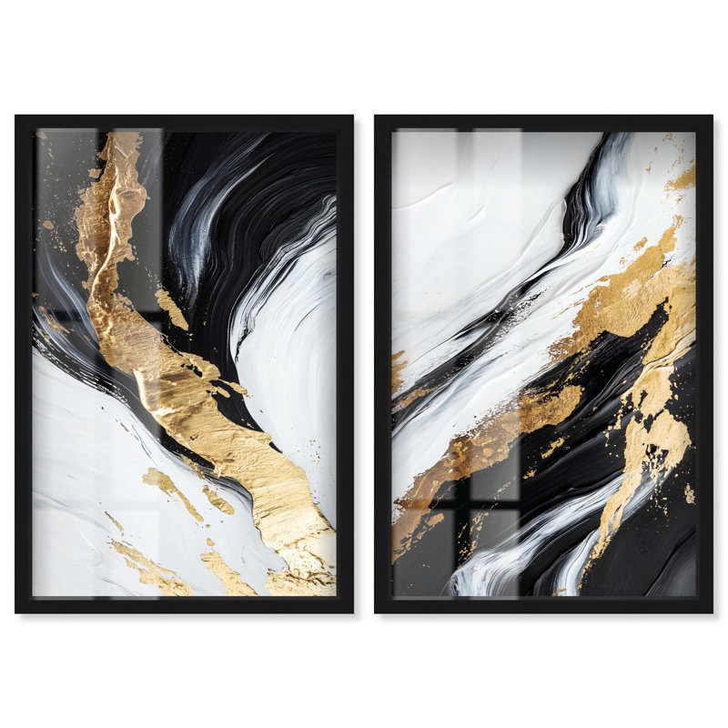 «Dynamic Fracture Shadowbox», ensemble d'art mural encadré par Art Remedy, cadre noir, 16 x 24, H 25 po x l 17 po