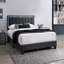 Structure de lit double 1 pièce de style moderne en tissu de laine gris anthracite revêtu de tissu d'ameublement capitonné avec éclairage à DEL et mobilier de chambre à coucher-108656681