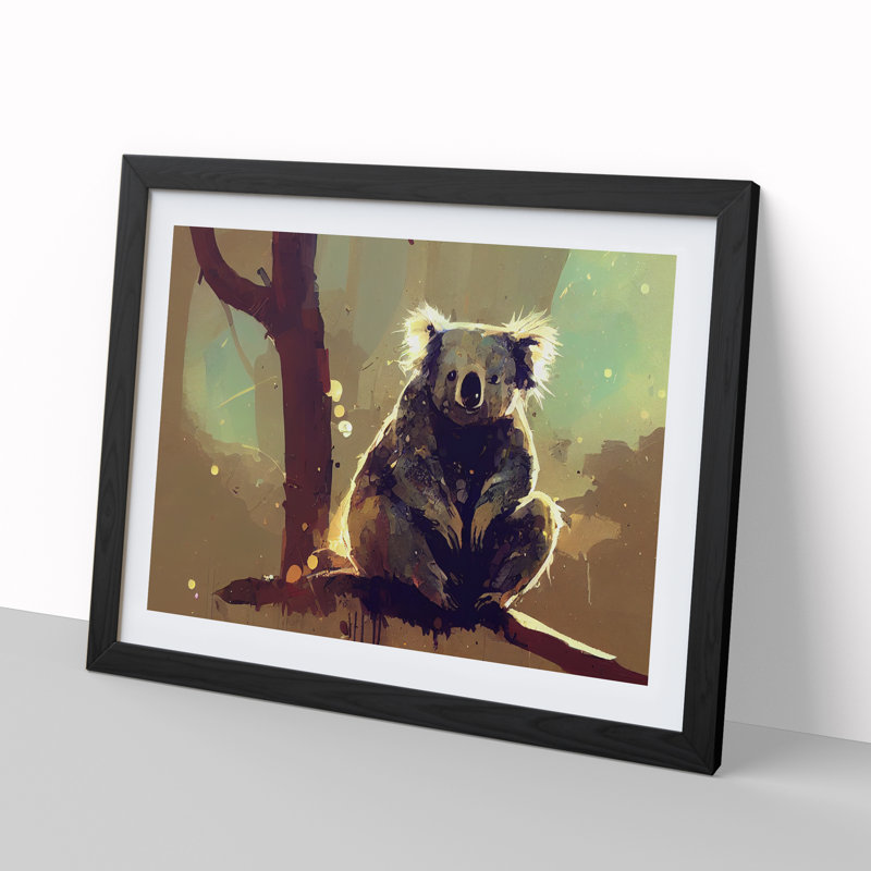 Koala Bear Abstract - Single Picture Frame Print, Black Framed, 46cm H x 64cm W x 2cm D