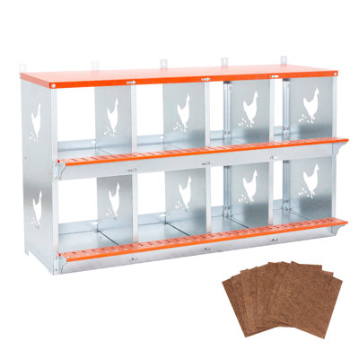 Vented Galvanized Steel 8 Metal Nest Box For Ducks Orange Wall Mount With Easy Egg Collection And Coconut Pad Coop Equipment With Assembly