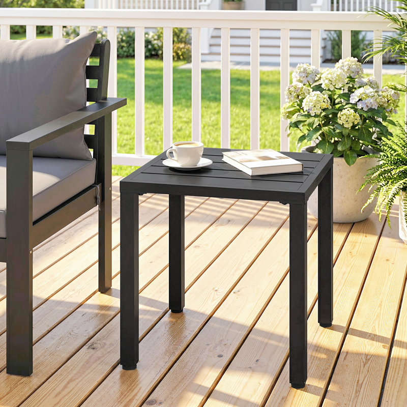 Table d'appoint d'extérieur 45,5 cm pour jardin, noir
