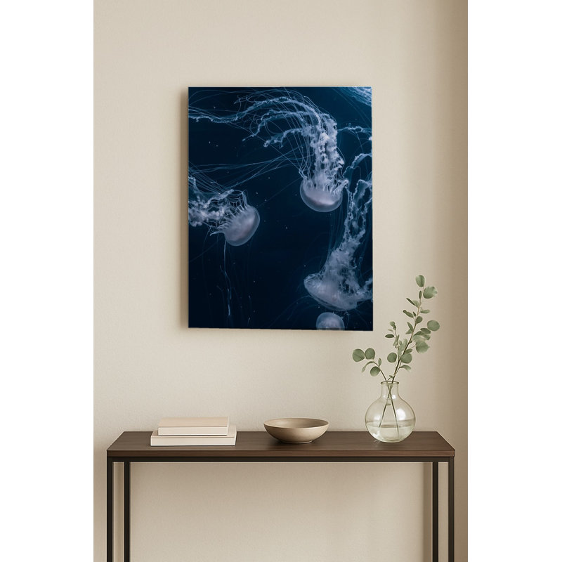 Méduse en bleu profond — Portrait en métal, 14" H x 11" W
