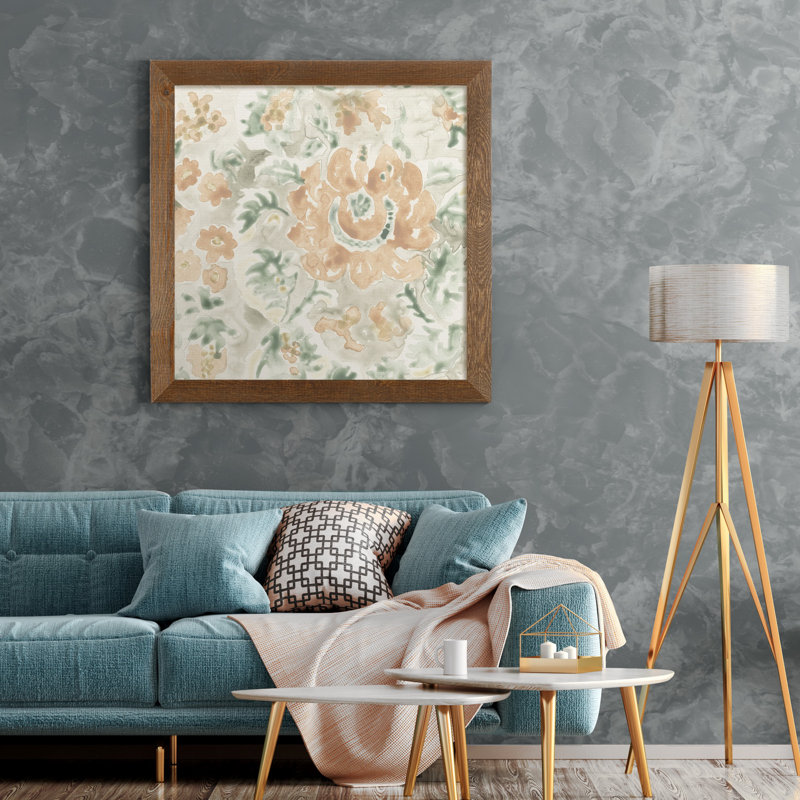 Tuile de jardin terre cuite, H 21 po x l 21 po x P 1 po, Toile avec cadre érable