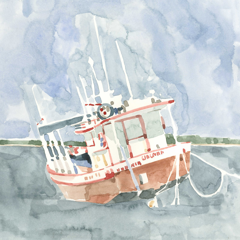 Bateau de pêche lumineux I, H 12 po x l 12 po