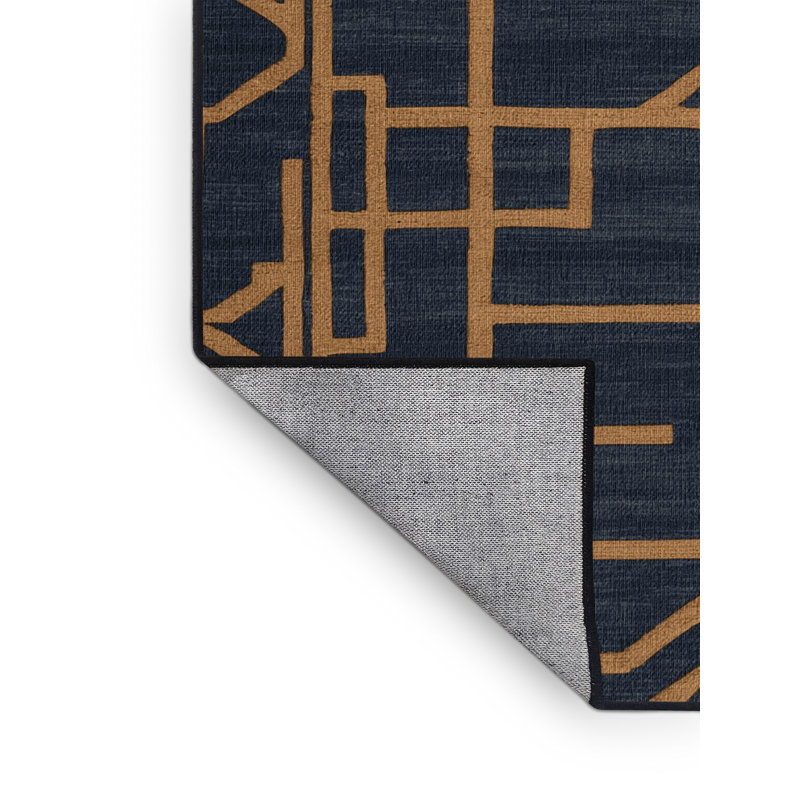 Tapis gris en treillis lavable à la machine, Rond 6 pi