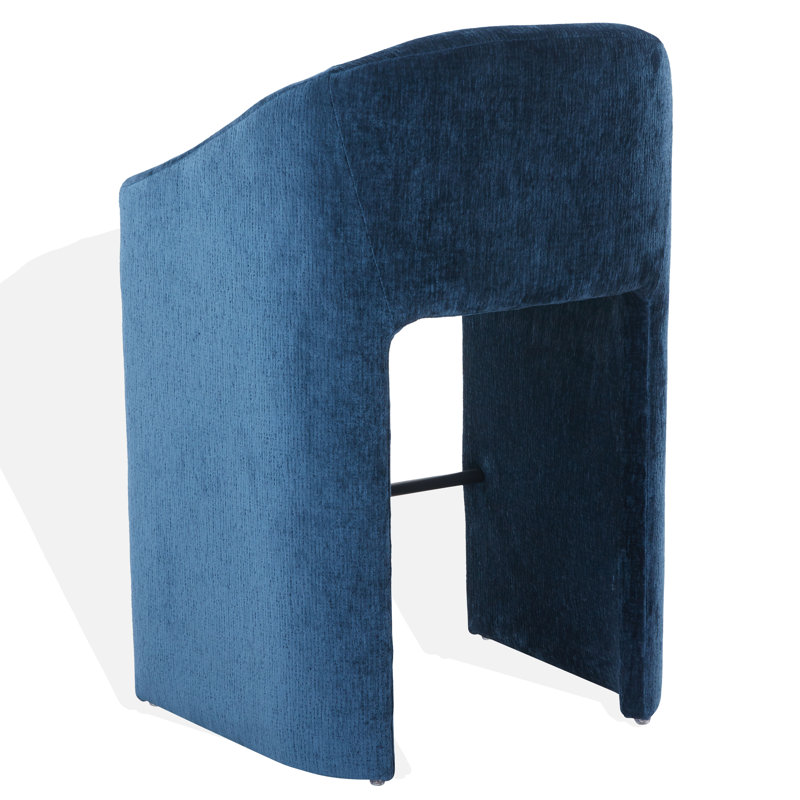 Kagan Chenille Counter Stool, Bar Stool (30.7" Seat Height), Navy