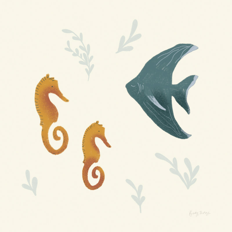 Ocean Life Seahorses by Becky Thorns - Wrapped Canvas Print, 30cm H x 30cm W
