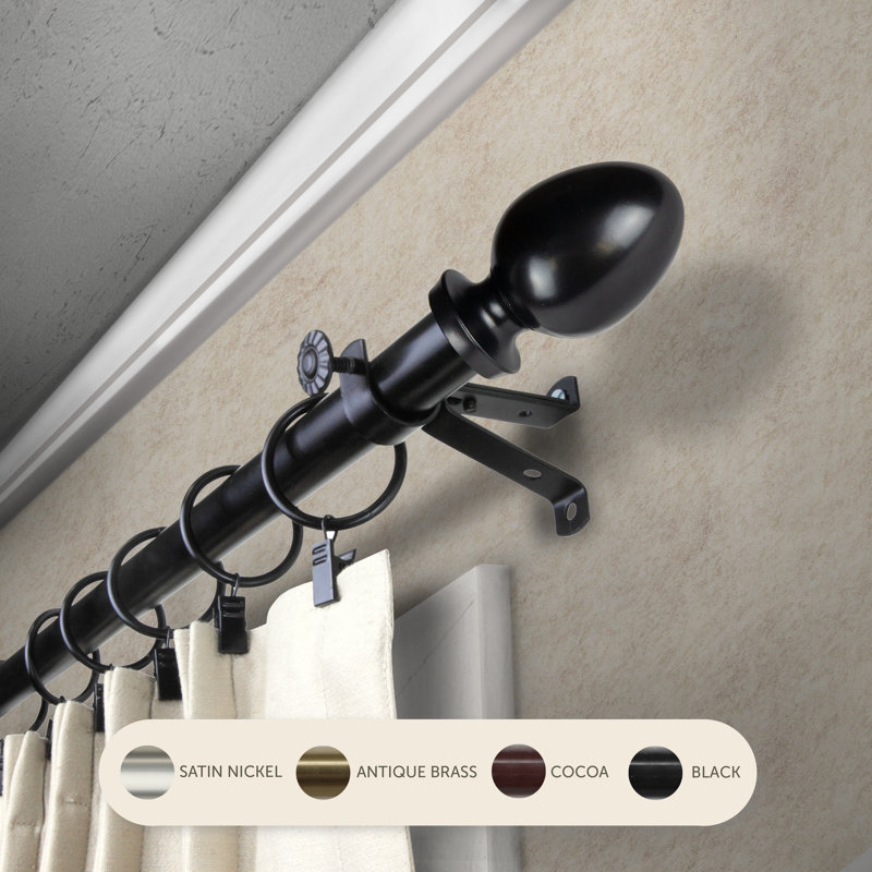 Tringle à rideaux Emeka 3/4 po de diamètre, 48" – 84", Noir
