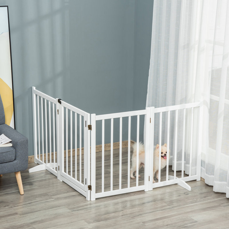 Free Standing Pet Gate With Door, White