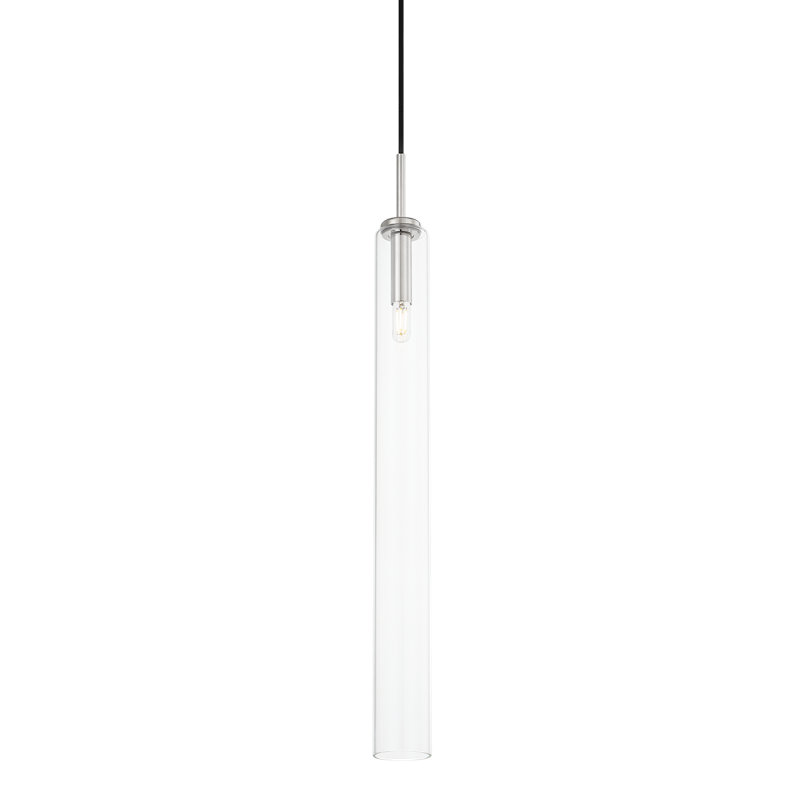 Luminaire suspendu 1 lumière Nyah, H 32,25 po x l 3 po x P 3 po, Nickel poli