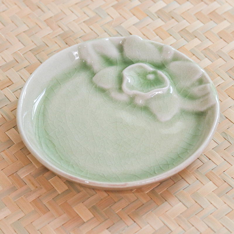 Rosecliff Heights Handmade Orchid Charm Small Celadon Ceramic Plate