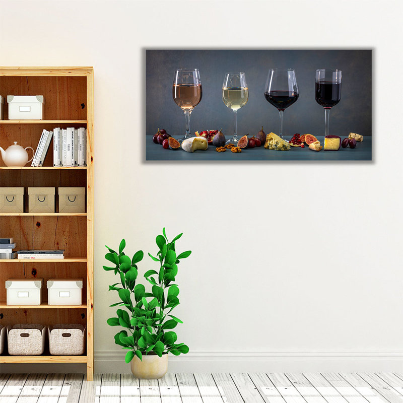 «Wine Glasses 1», reproduction d'art sur toile, H 10 po x l 20 po