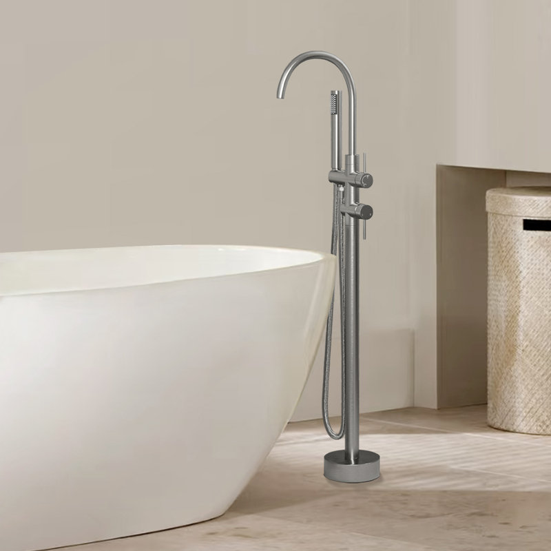 Freestanding Bathtub Faucet Floor Mount Tub Faucet, Brushed Nickel