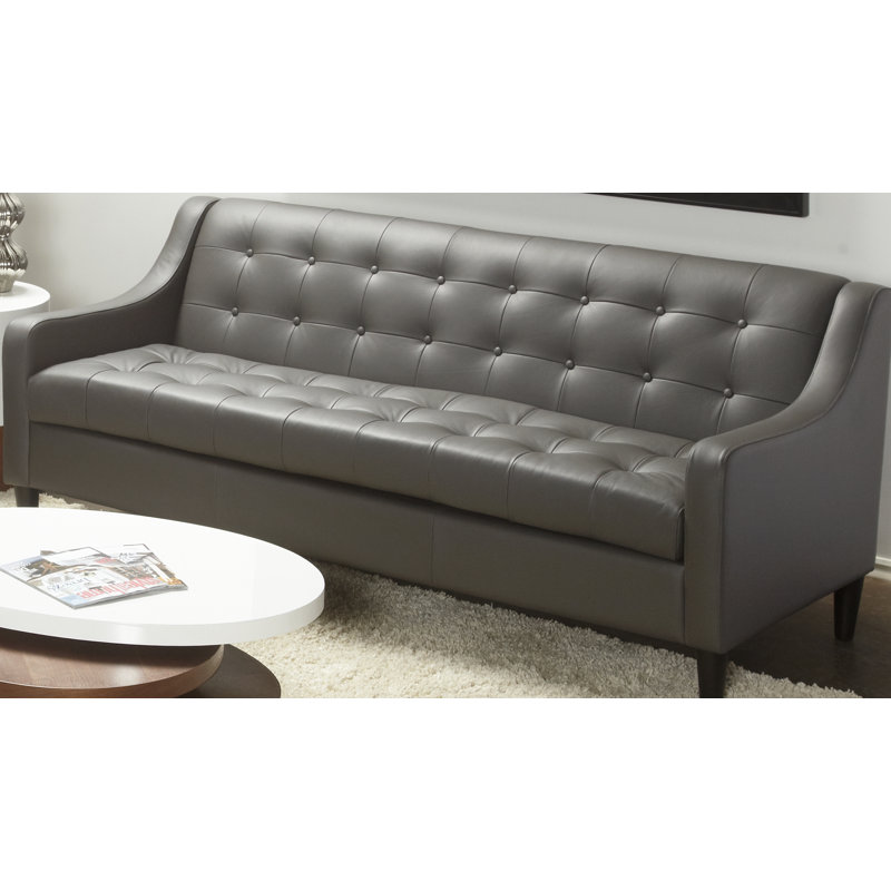 Dann Upholstered 73'' Sofa, Gray Genuine Leather