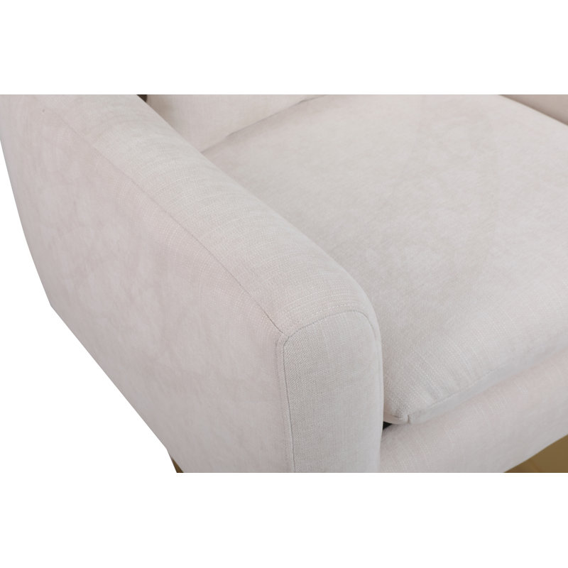 360-Degree Swivel Accent Chair with a Pillow, Beige Linen